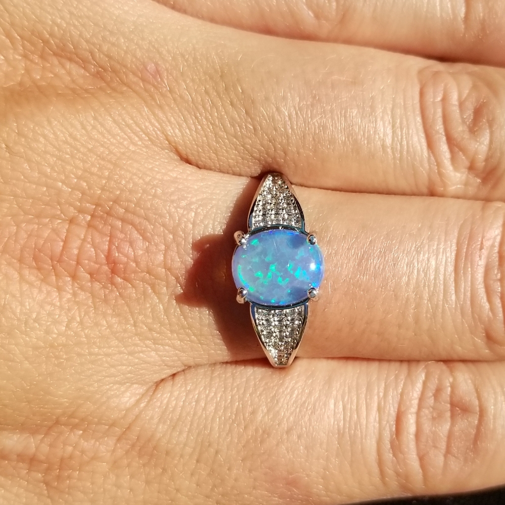 NEW Lab Created Opal; 925 Sterling Silver